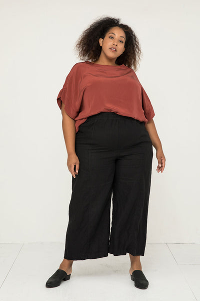Clyde Culotte in Midweight Linen Black#color_black