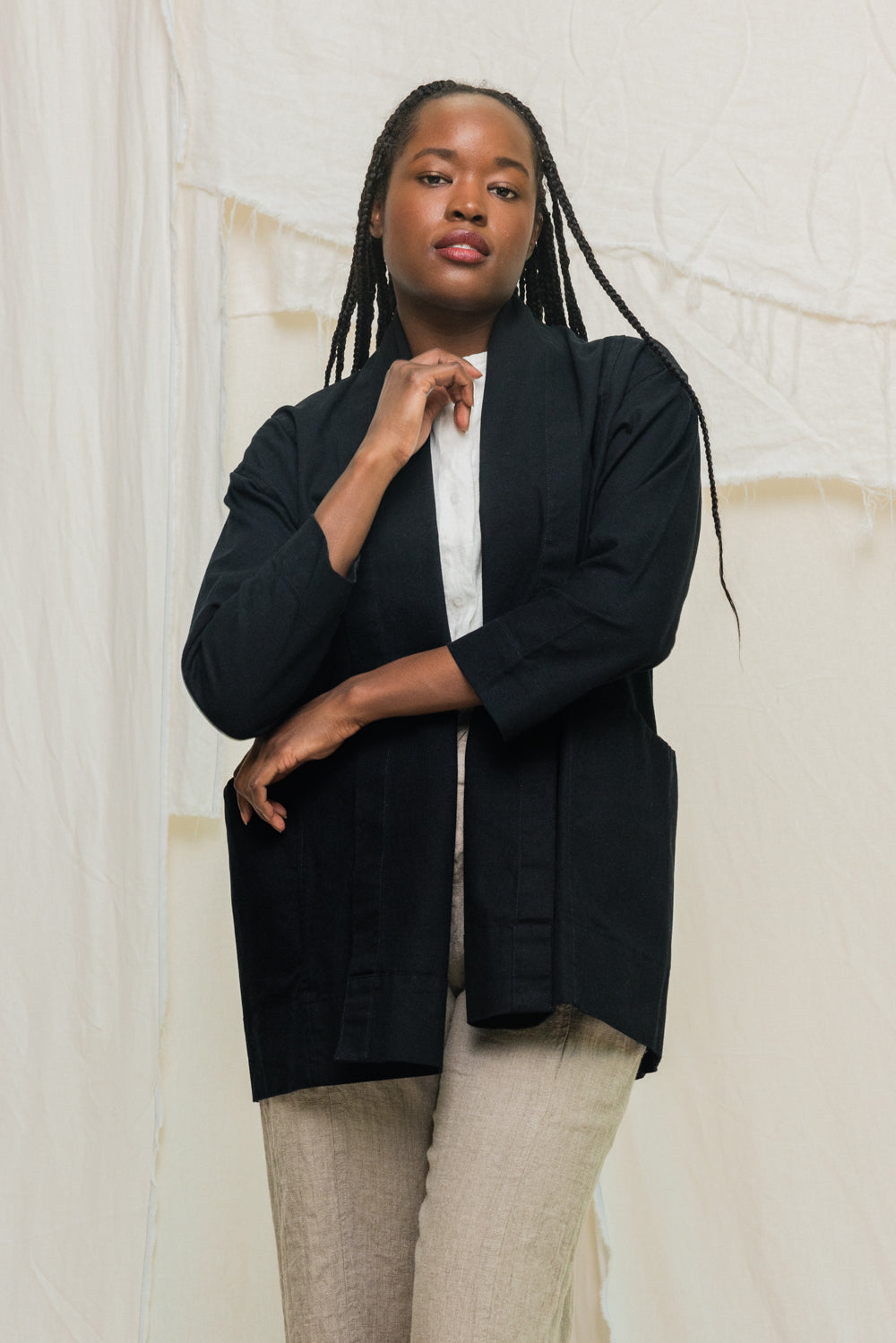Clyde Jacket in Organic Cotton Canvas Black#color_black