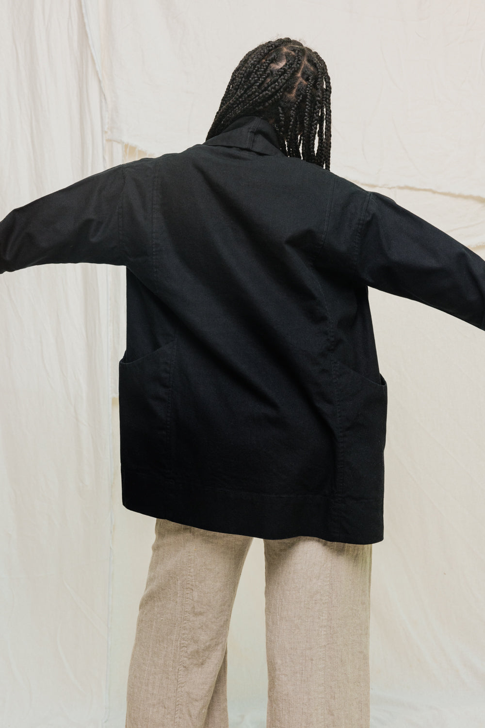 Clyde Jacket in Organic Cotton Canvas Black#color_black