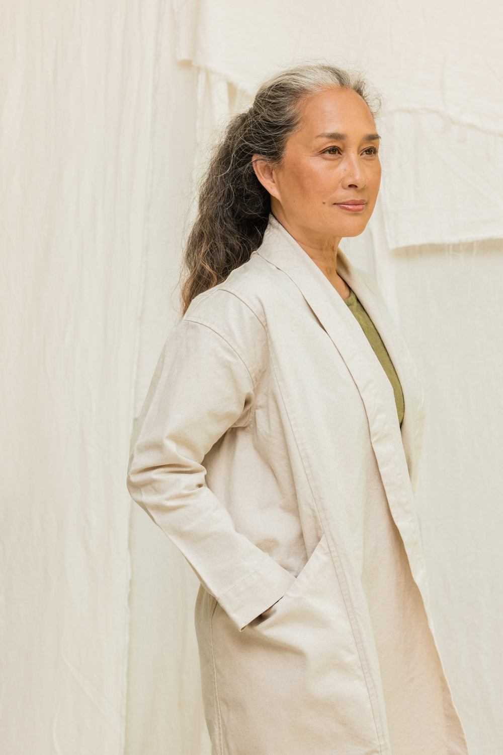 Clyde Trench in Organic Cotton Canvas Natural#color_natural