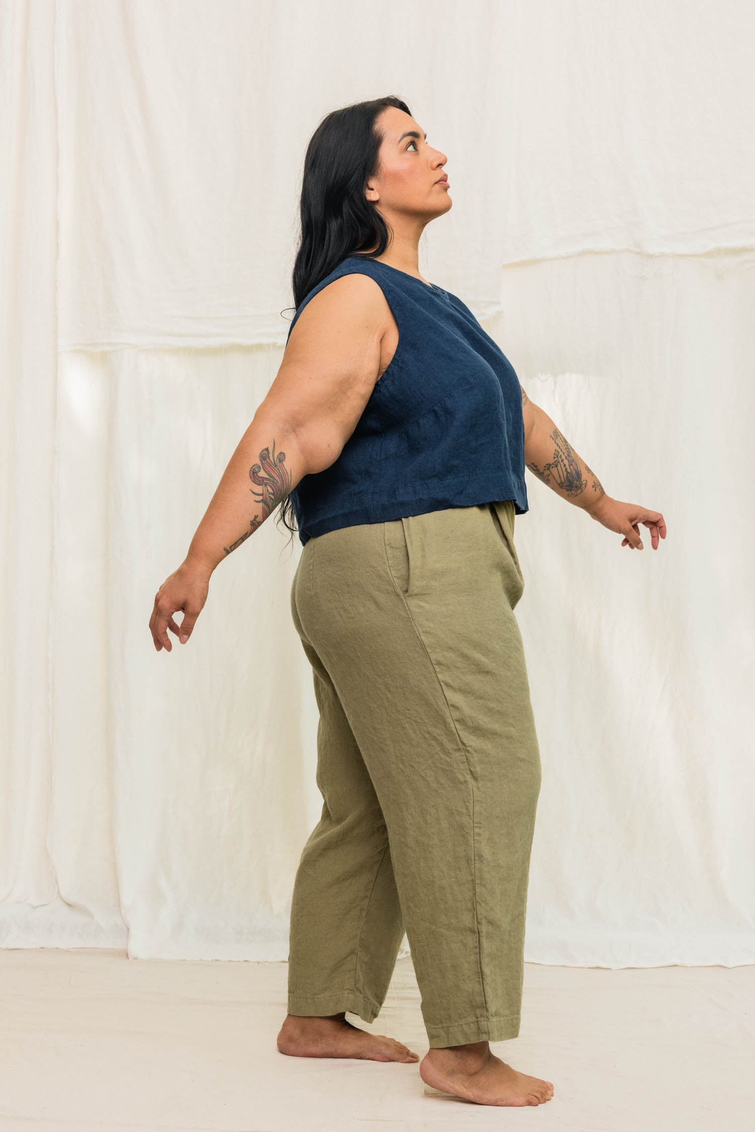 Andy Trouser in Midweight Linen Pear#color_pear
