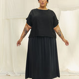 Bel Skirt in Washable Silk Graphite#color_graphite
