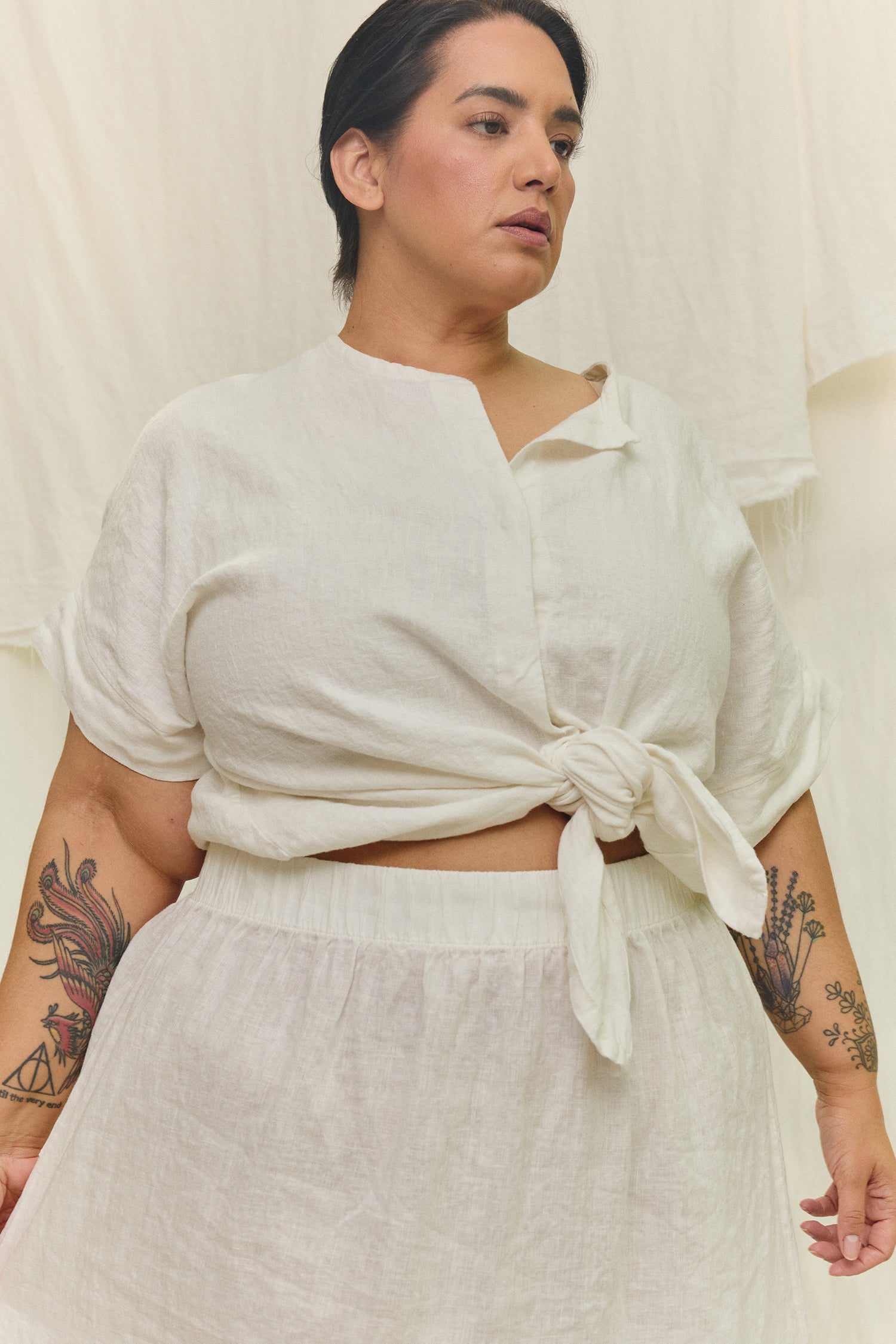 Bel Skirt in Lightweight Linen Salt#color_salt