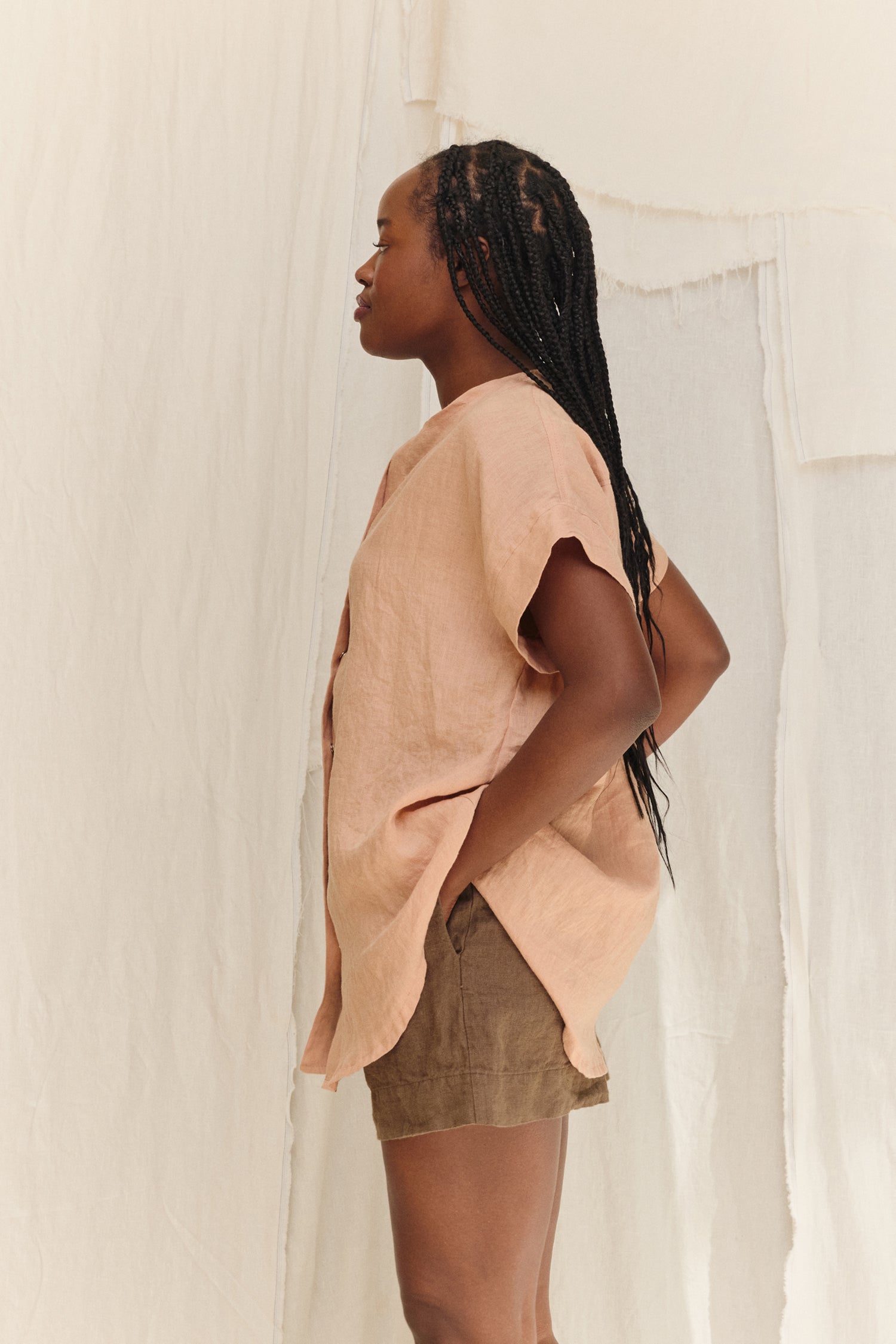 Georgia Snap Top in Lightweight Linen Canyon#color_canyon