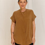Georgia Snap Top in Washable Silk Ochre#color_ochre
