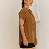 Georgia Snap Top in Washable Silk Ochre#color_ochre