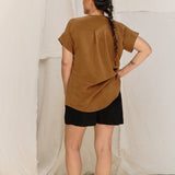 Georgia Snap Top in Washable Silk Ochre#color_ochre