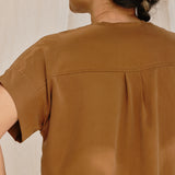 Georgia Snap Top in Washable Silk Ochre#color_ochre