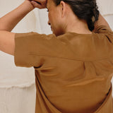 Georgia Snap Top in Washable Silk Ochre#color_ochre