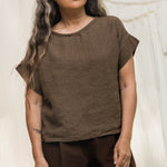 Georgia Tee in Midweight Linen Cacao#color_cacao