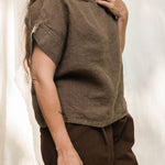 Georgia Tee in Midweight Linen Cacao#color_cacao