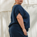 Georgia Tee in Midweight Linen Indigo#color_indigo