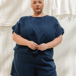 Georgia Tee in Midweight Linen Indigo#color_indigo