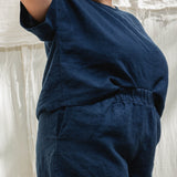 Georgia Tee in Midweight Linen Indigo#color_indigo