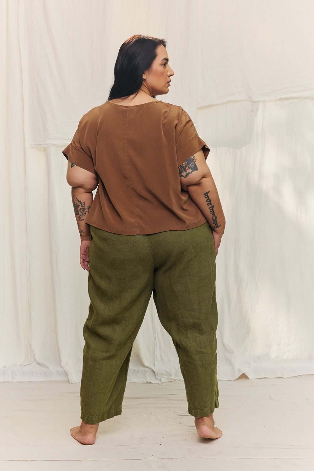 Georgia Tee in Washable Silk Ochre#color_ochre