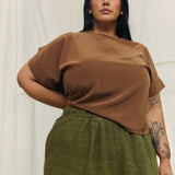 Georgia Tee in Washable Silk Ochre#color_ochre