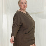 Long Sleeve Harper Tunic in Midweight Linen Cacao#color_cacao