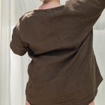 Long Sleeve Harper Tunic in Midweight Linen Cacao#color_cacao