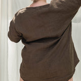 Long Sleeve Harper Tunic in Midweight Linen Cacao#color_cacao