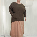 Long Sleeve Harper Tunic in Midweight Linen Cacao#color_cacao