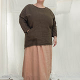 Long Sleeve Harper Tunic in Midweight Linen Cacao#color_cacao