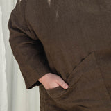Long Sleeve Harper Tunic in Midweight Linen Cacao#color_cacao