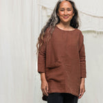 Long Sleeve Harper Tunic in Midweight Linen cedar#color_cedar