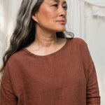Long Sleeve Harper Tunic in Midweight Linen cedar#color_cedar