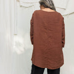 Long Sleeve Harper Tunic in Midweight Linen cedar#color_cedar