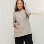 Long Sleeve Harper Tunic in Midweight Linen Flax#color_flax