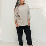 Long Sleeve Harper Tunic in Midweight Linen Flax#color_flax