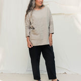Long Sleeve Harper Tunic in Midweight Linen Flax#color_flax