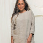Long Sleeve Harper Tunic in Midweight Linen Flax#color_flax