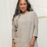 Long Sleeve Harper Tunic in Midweight Linen Flax#color_flax