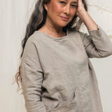 Long Sleeve Harper Tunic in Midweight Linen Flax#color_flax