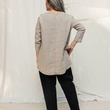Long Sleeve Harper Tunic in Midweight Linen Flax#color_flax