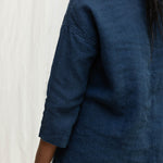 Long Sleeve Harper Tunic in Midweight Linen Indigo#color_indigo