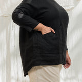 Long Sleeve Harper Tunic in Midweight Linen Ink#color_ink