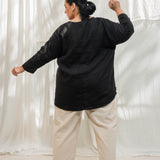 Long Sleeve Harper Tunic in Midweight Linen Ink#color_ink