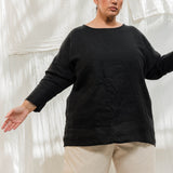 Long Sleeve Harper Tunic in Midweight Linen Ink#color_ink
