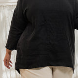 Long Sleeve Harper Tunic in Midweight Linen Ink#color_ink