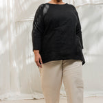 Long Sleeve Harper Tunic in Midweight Linen Ink#color_ink