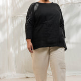 Long Sleeve Harper Tunic in Midweight Linen Ink#color_ink