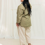 Long Sleeve Harper Tunic in Midweight Linen Pear#color_pear