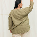 Long Sleeve Harper Tunic in Midweight Linen Pear#color_pear