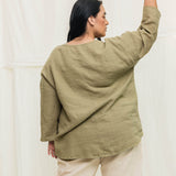 Long Sleeve Harper Tunic in Midweight Linen Pear#color_pear