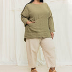 Long Sleeve Harper Tunic in Midweight Linen Pear#color_pear