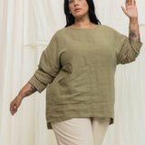 Long Sleeve Harper Tunic in Midweight Linen Pear#color_pear