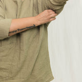 Long Sleeve Harper Tunic in Midweight Linen Pear#color_pear