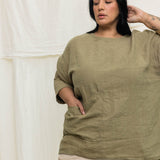 Long Sleeve Harper Tunic in Midweight Linen Pear#color_pear